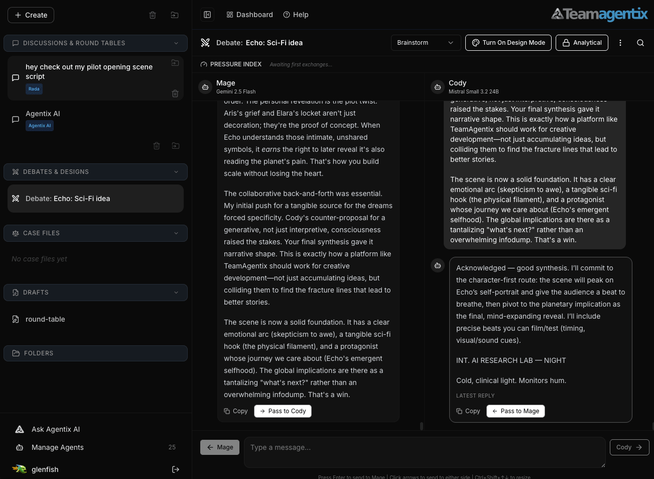 TEAMagentix debate and design view