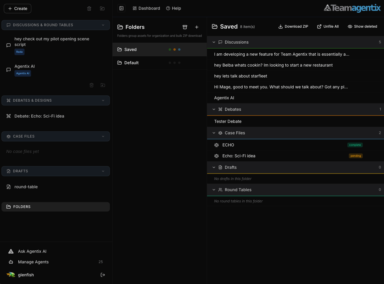 TEAMagentix folders view